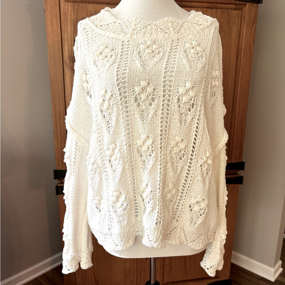 POL cream-colored open knit sweater. Size M